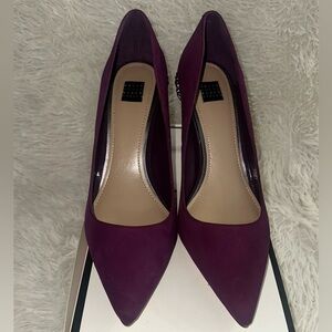 White House Black Market ‘Clare’ Jewel Suede Pumps In Rich Plum Size 8.5